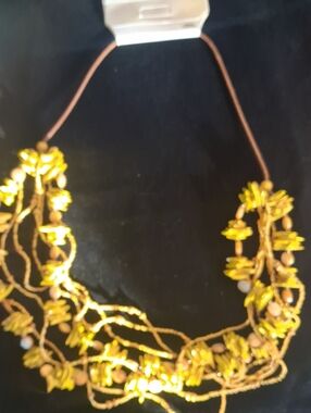 Handcrafted Yellow Bead Statement Necklace